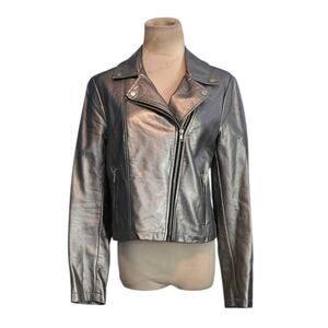 Forever 21 silver vegan leather moto jacket size Medium